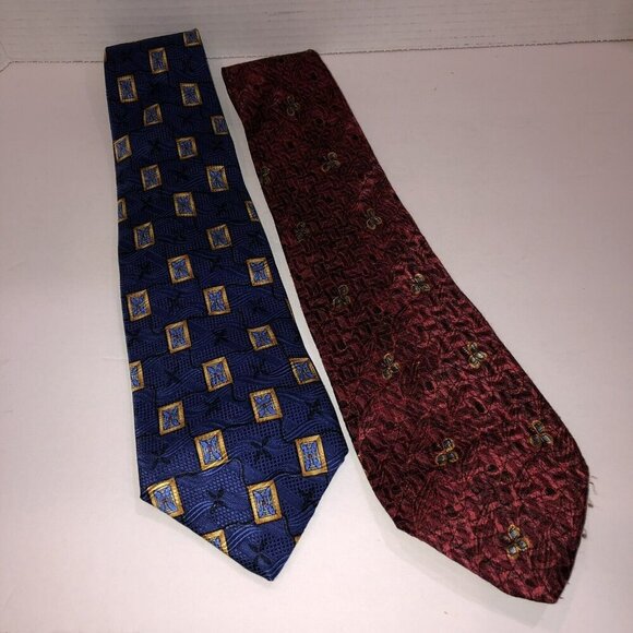 Lot of 2 Robert Talbott Best Of Class Blue Gold Wine 100% Silk Neck Ties USA - Picture 11 of 11